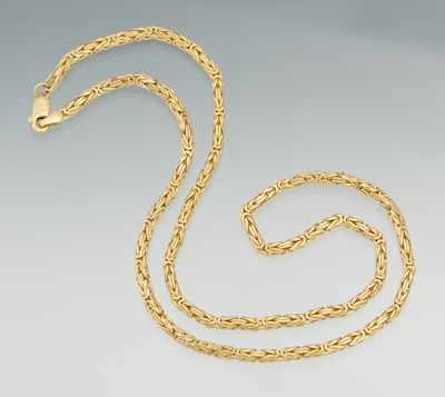 Appraisal: A Ladies' k Gold Byzantine Chain Necklace k yellow gold