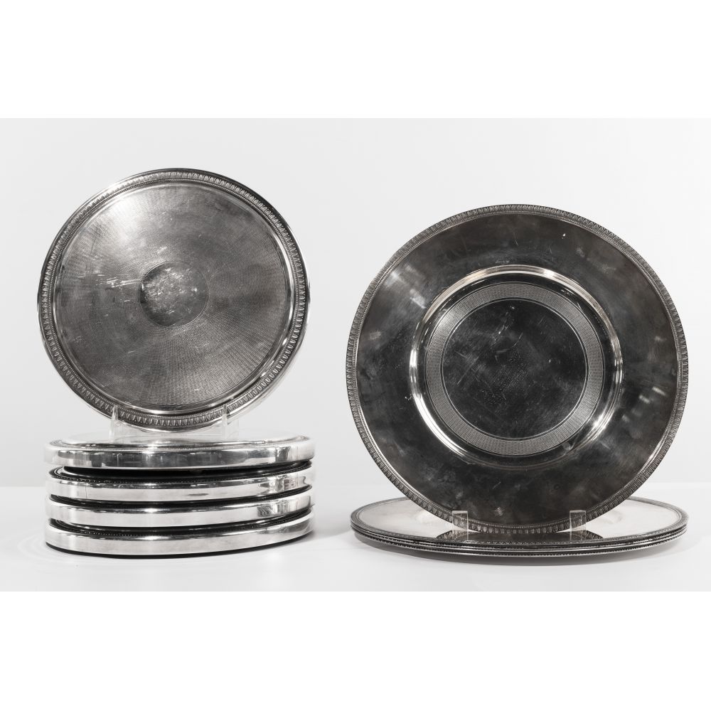 Appraisal: CHRISTOFLE MALMAISON SERVING PIECES items including round trivets plateaus and