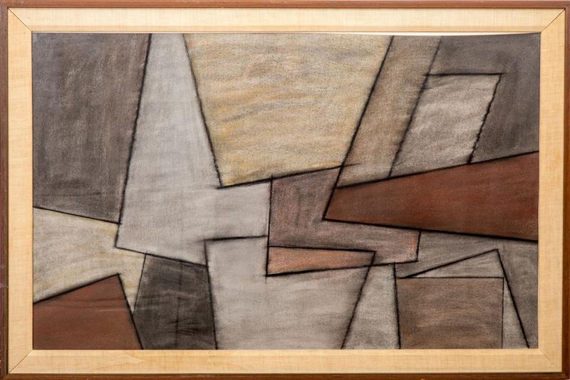 Appraisal: th Century School Untitled Abstract in Grey Chalk on wove