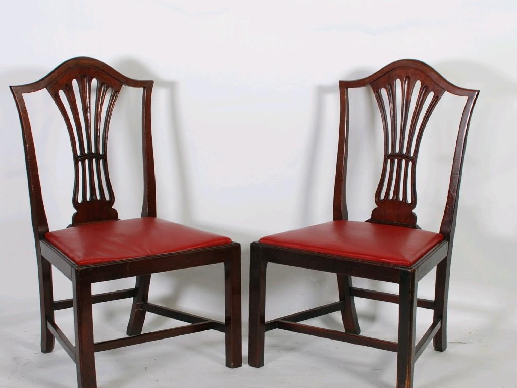 Appraisal: SET OF THREE EARLY TWENTIETH CENTURY CHIPPENDALE STYLE MAHOGANY SINGLE