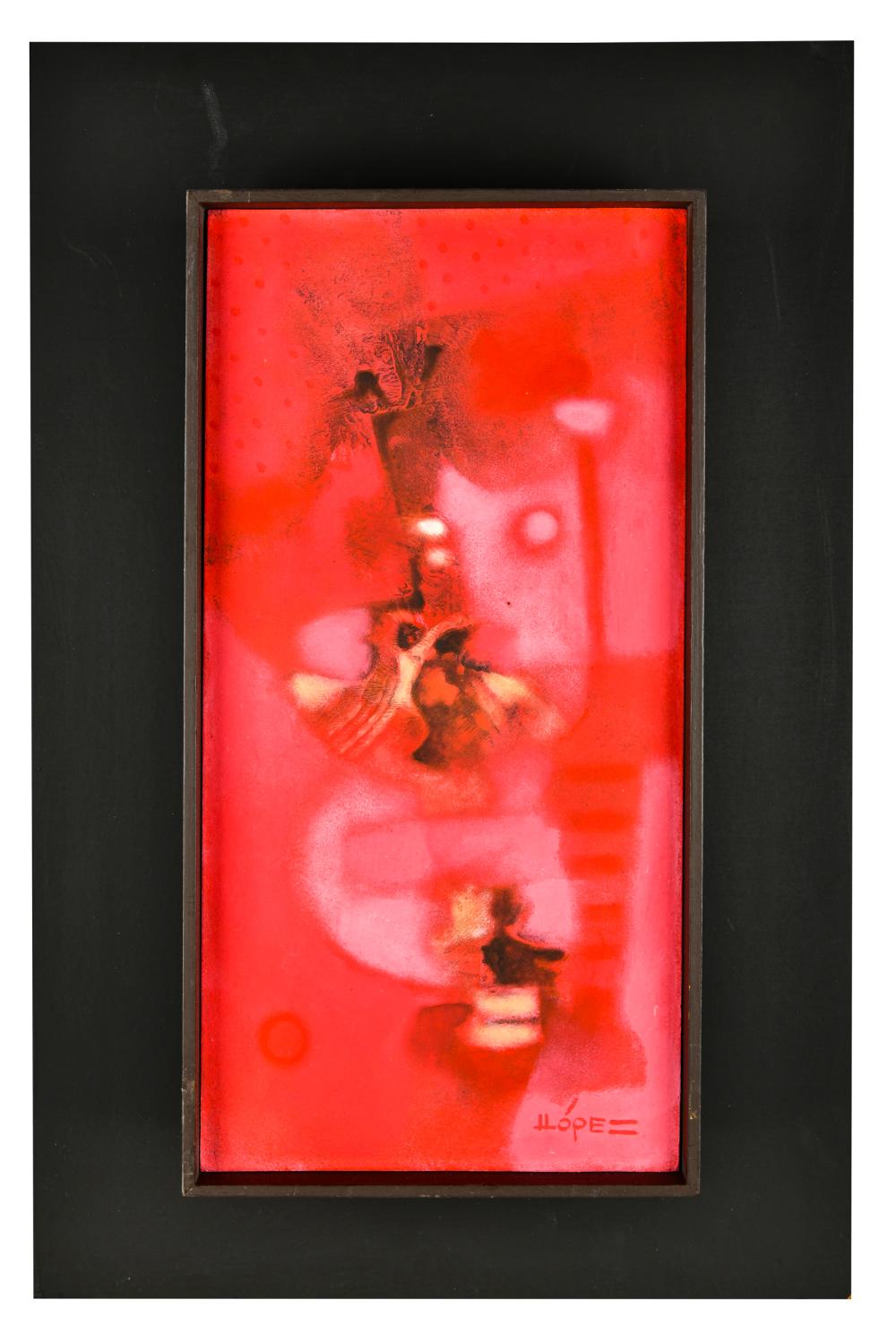 Appraisal: JORGE LUIS LOPEZ TH CENTURY RED ABSTRACT PAINTING oil on