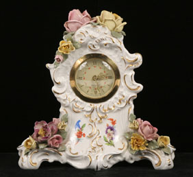 Appraisal: Dresden porcelain mantle clock floral and gilt decoration marked under