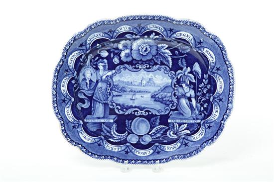 Appraisal: HISTORICAL BLUE STAFFORDSHIRE PLATTER England nd quarter- th century Dark