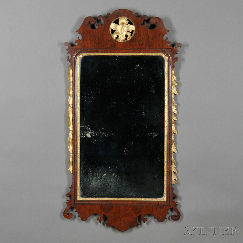 Appraisal: Chippendale Walnut and Gilt-gesso Looking Glass England or America late