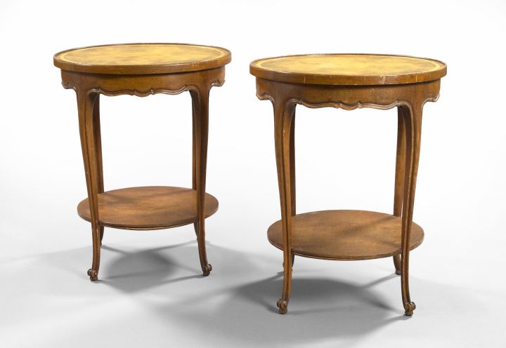 Appraisal: Pair of Louis XV-Style Fruitwood Occasional Tables early th century