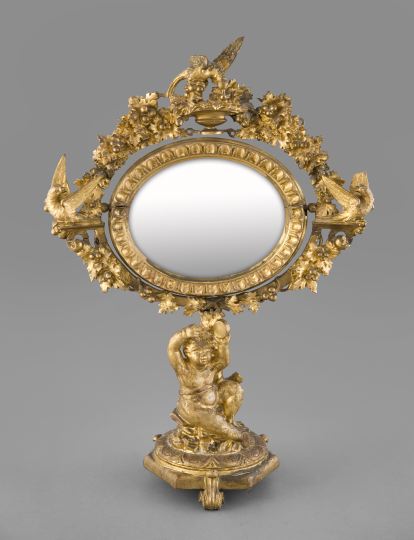 Appraisal: Large Italian Carved Giltwood Dressing Mirror-on-Stand third quarter th century