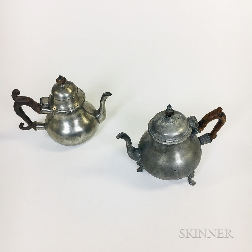 Appraisal: Two Pewter Teapots Two Pewter Teapots one by Henry Joseph