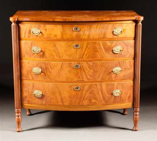 Appraisal: Late Federal mahogany chest of drawers Massachusetts circa with ovoid