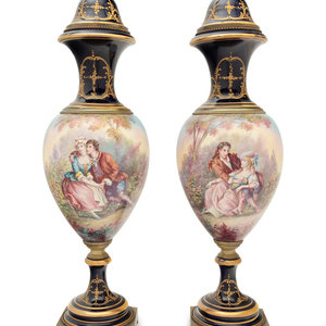 Appraisal: A Pair of S vres Style Gilt Bronze Mounted Porcelain