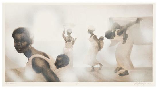 Appraisal: Tom FEELINGS - Four Mothers Four color processed lithograph x