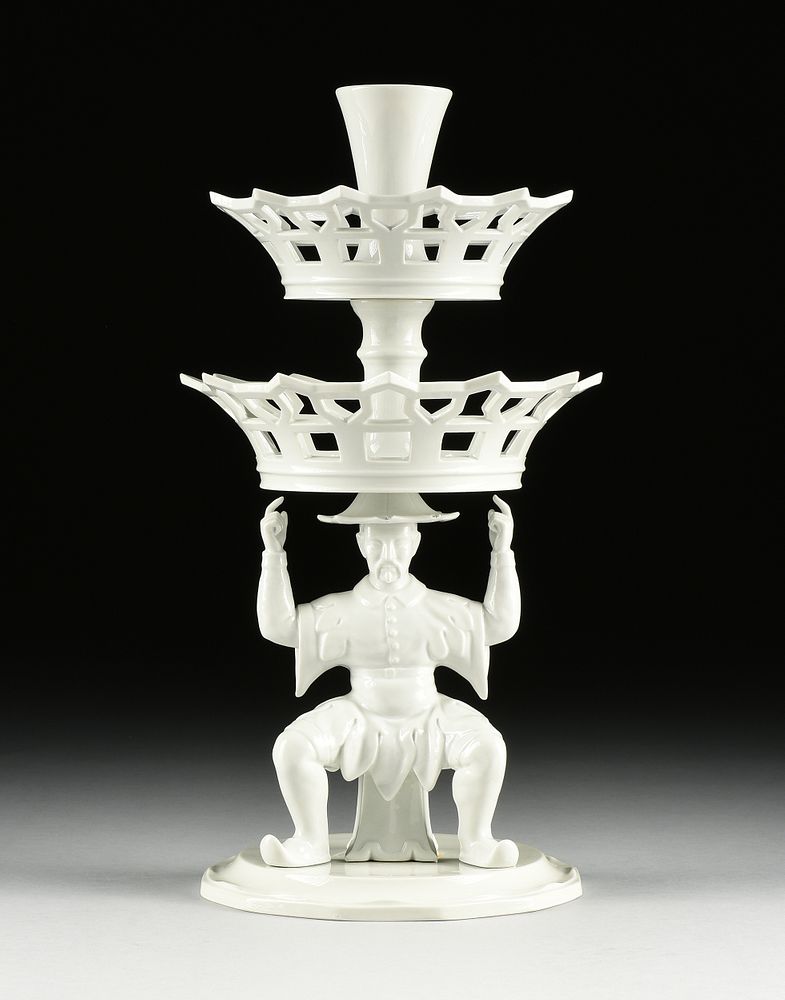 Appraisal: A VISTA ALEGRE CHINOISERIE STYLE TWO-TIERED WHITE PORCELAIN COMPOTE MARKED