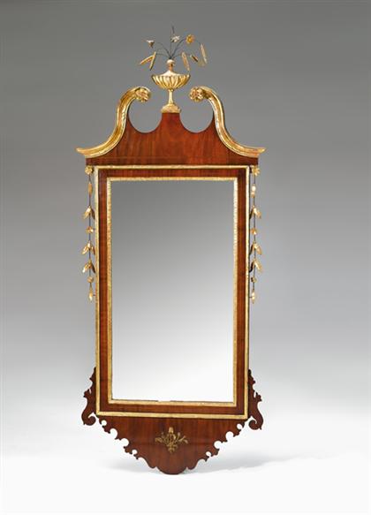 Appraisal: Fine inlaid and giltwood looking glass new york circa The