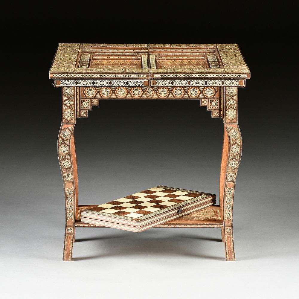 Appraisal: A MIDDLE EASTERN SYRIAN PARQUETRY INLAID GAMES TABLE TH CENTURY