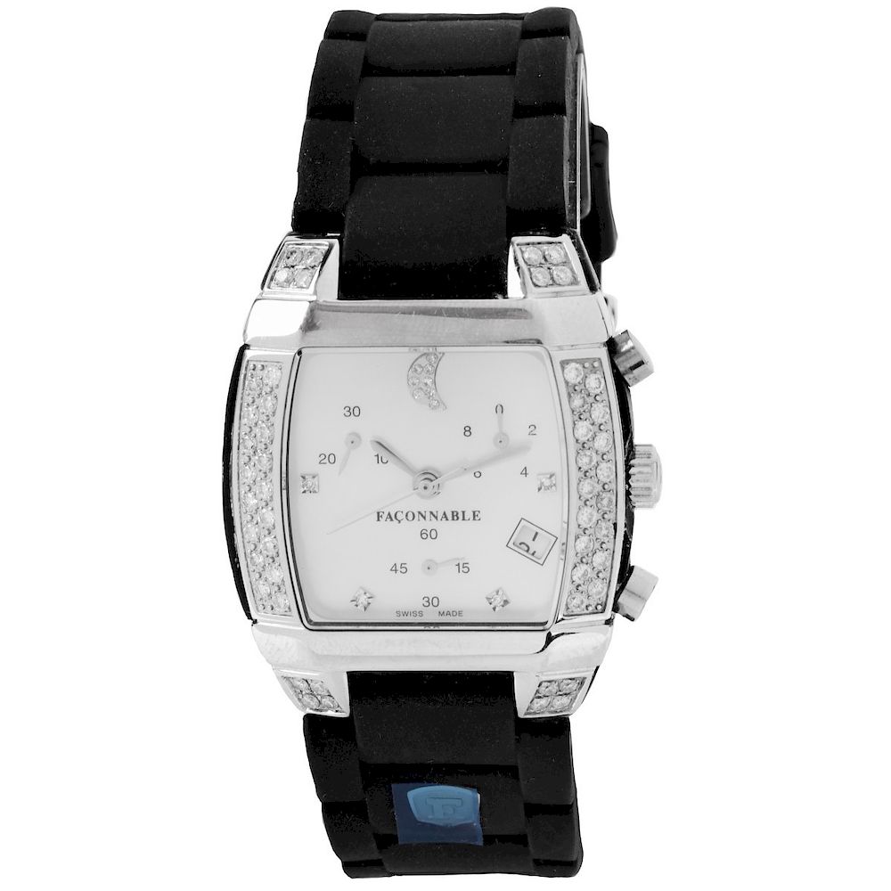 Appraisal: Men's Faconnable Watch Men's Faconnable Stainless Steel and Pave Set