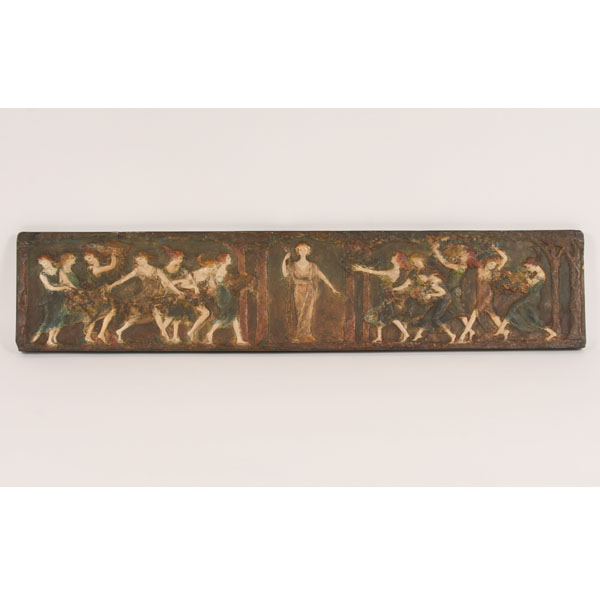 Appraisal: Painted plaster cast classical frieze depicting a goddess in the