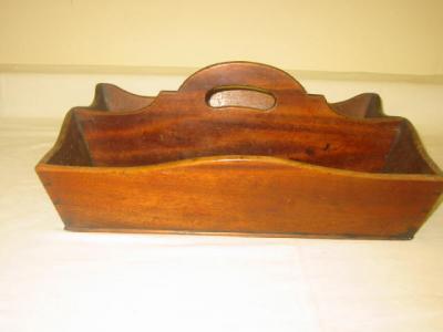 Appraisal: A VICTORIAN MAHOGANY CUTLERY TRAY of oblong form with waved