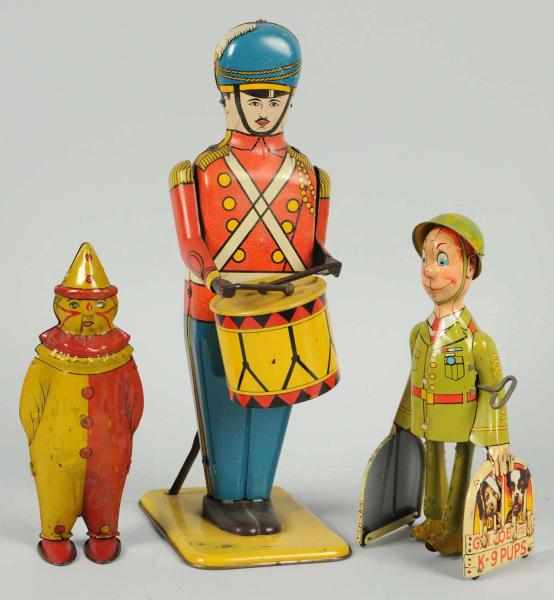 Appraisal: Lot of Tin Litho Figural Wind-Up Toys American Working Includes