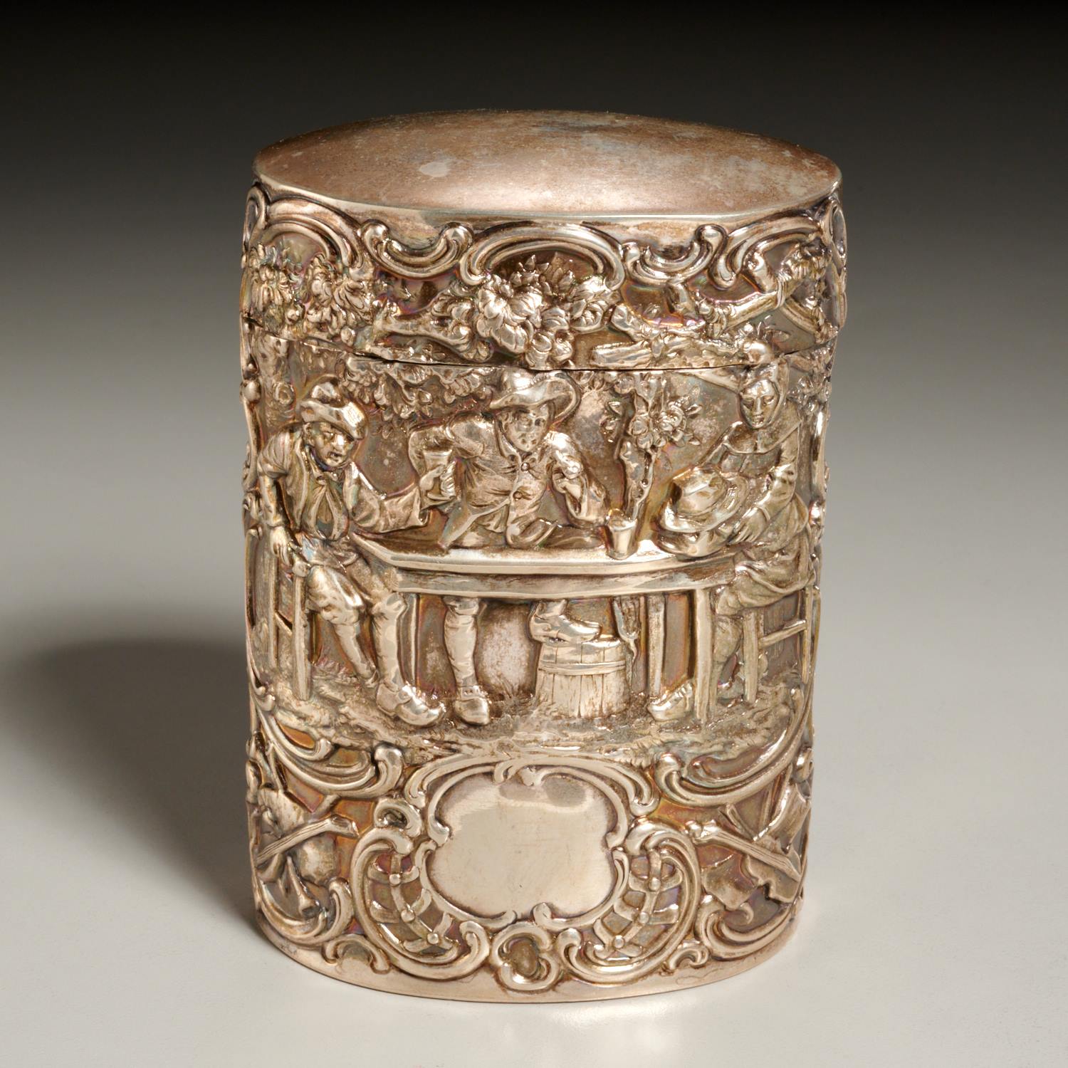 Appraisal: SIMON ROSENAU HANAU SILVER LIDDED CONTAINER th c Germany silver