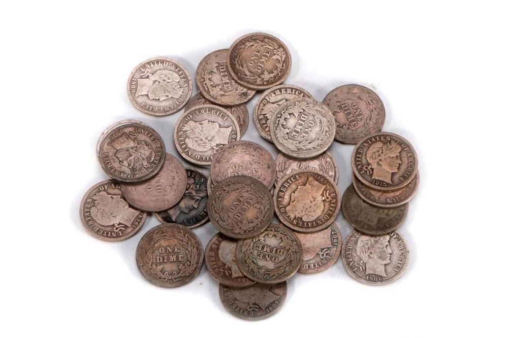 Appraisal: Lot of Twenty eight Barber Dimes Lot of Twenty eight