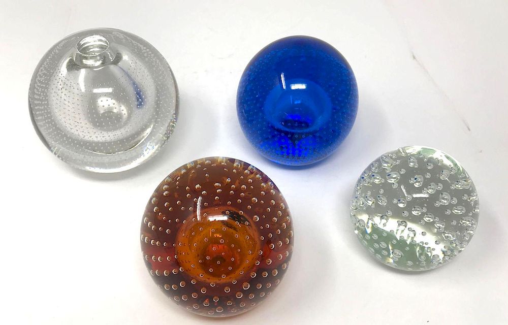 Appraisal: Assorted Controlled Buble Paperweights and Vase Lot Assorted Controlled Bubble