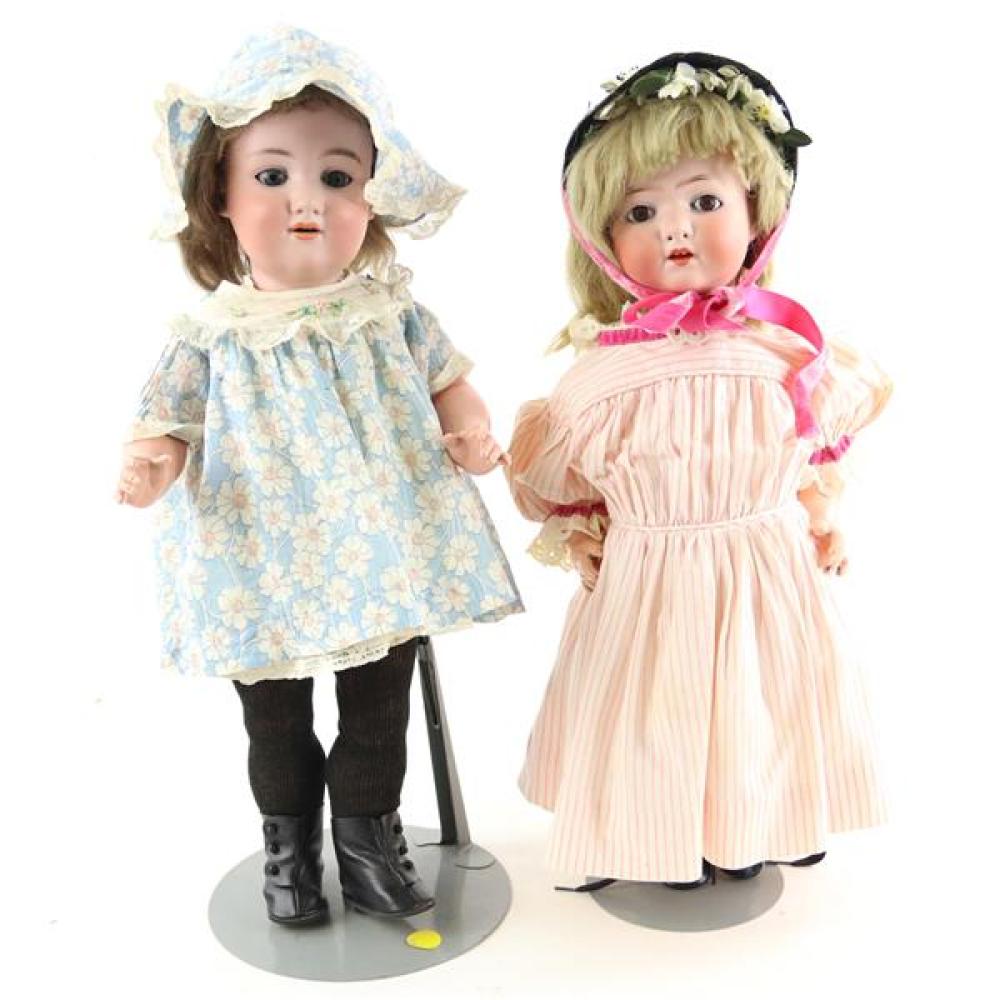 Appraisal: TWO GERMAN BISQUE SOCKET HEAD TODDLER DOLLS HEUBACH BREATHER AND