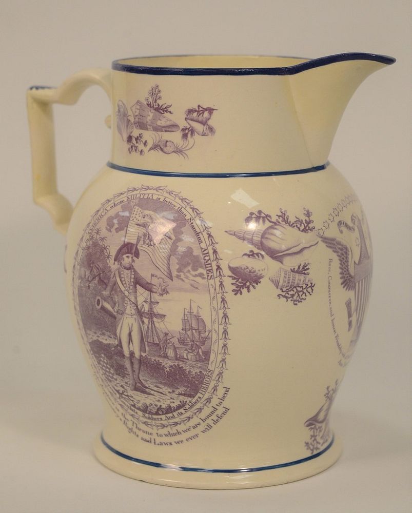 Appraisal: Liverpool Transferware Staffordshire Pitcher in lavender transfer with medium blue