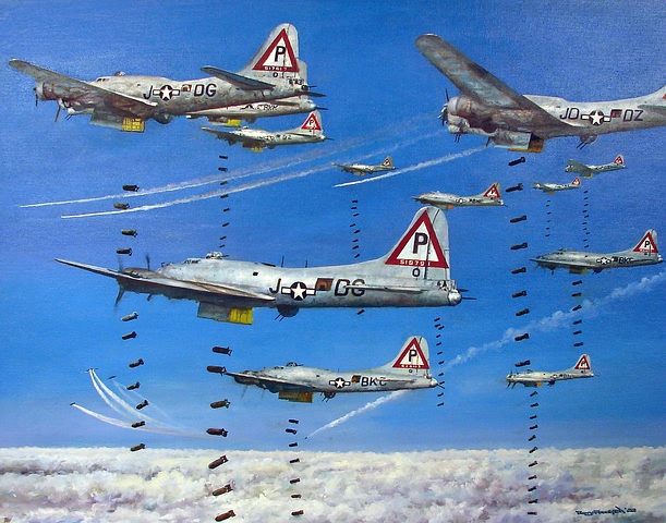 Appraisal: Tony Fachet O C painting depicting WWII Boeing B- G