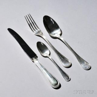 Appraisal: Assembled Continental Silver Flatware Service early th century bearing various