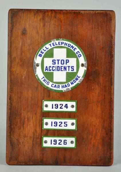 Appraisal: Lot of Porcelain Bell Stop Accident Signs Description Mounted on