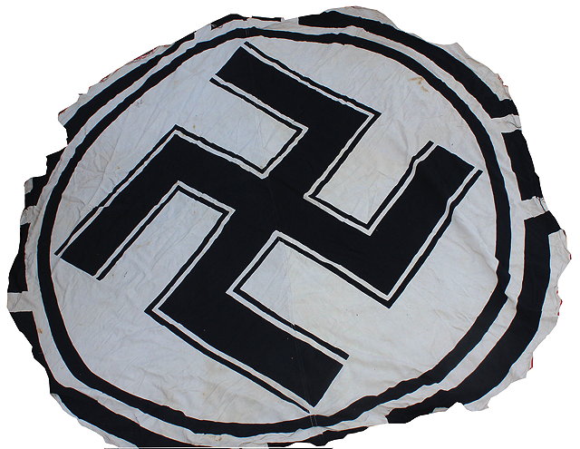 Appraisal: A LARGE SECOND WORLD WAR PERIOD NAZI SWASTIKA FLAG CENTRE