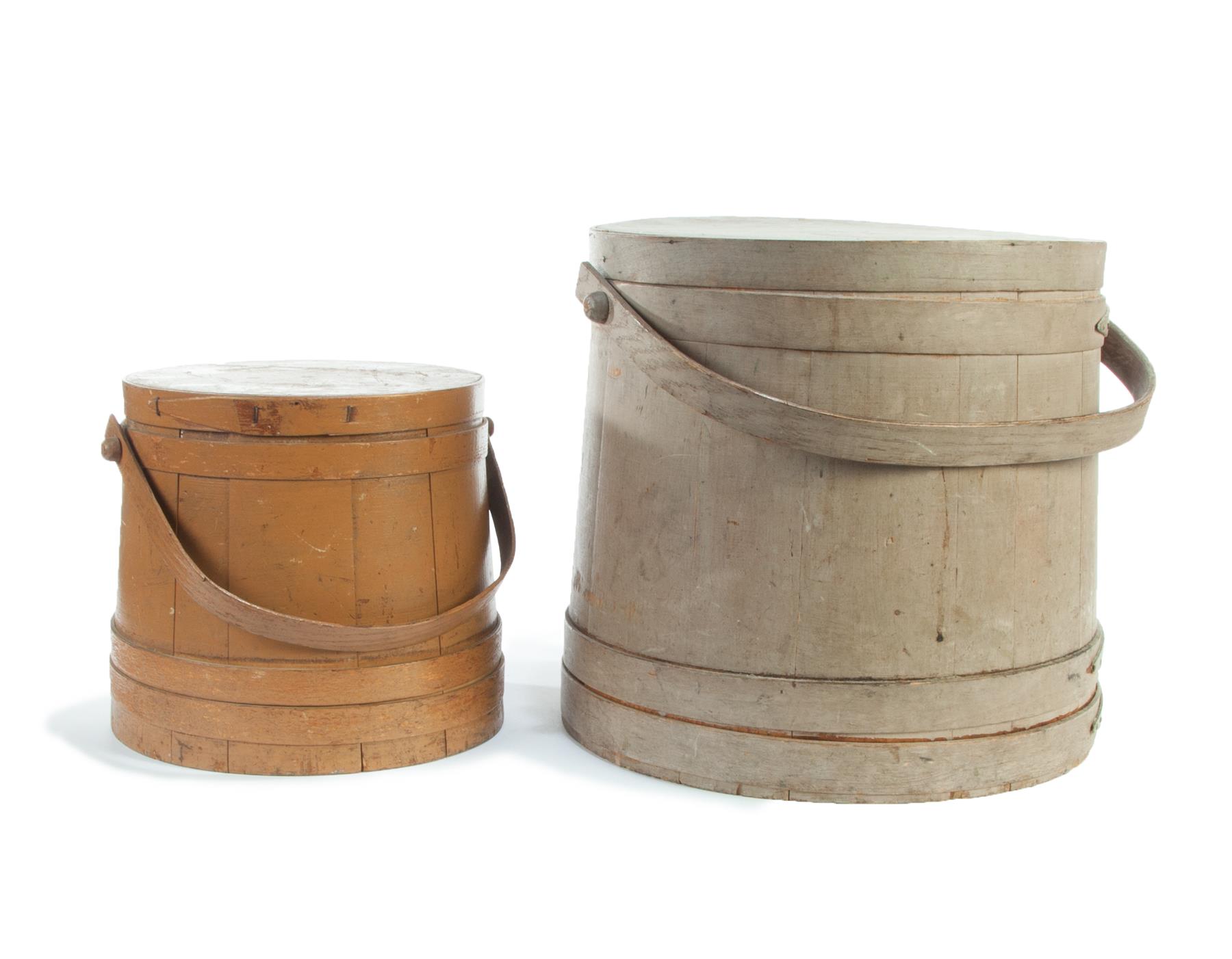 Appraisal: TWO AMERICAN SUGAR BUCKETS Second half- th century Stave construction