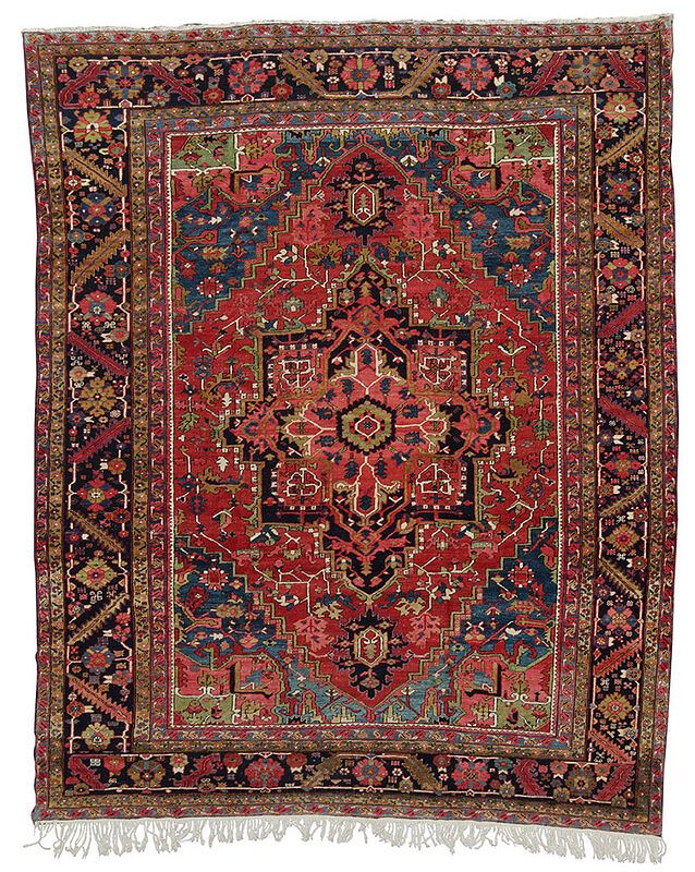 Appraisal: Heriz Carpet Persian first quarter th century red field with