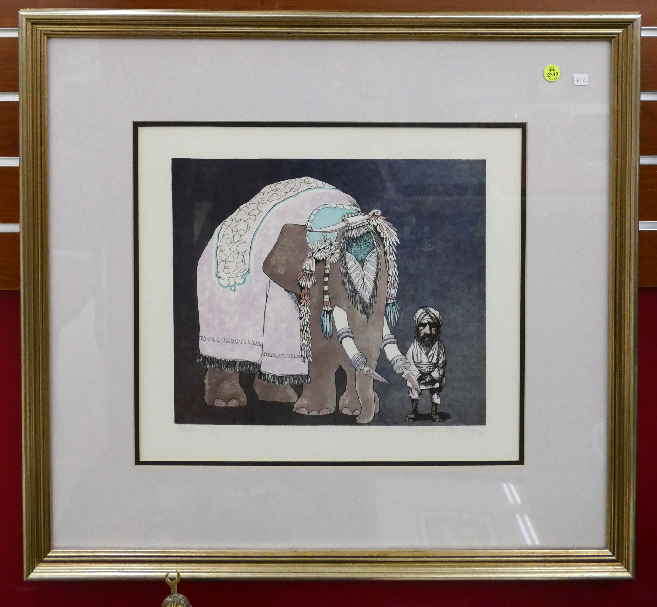 Appraisal: Charles Bragg 'Indian Elephant' S N Lithograph Framed- x ''