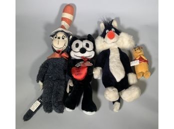 Appraisal: Four vintage popular stuffed characters including Dr Seuss Cat in