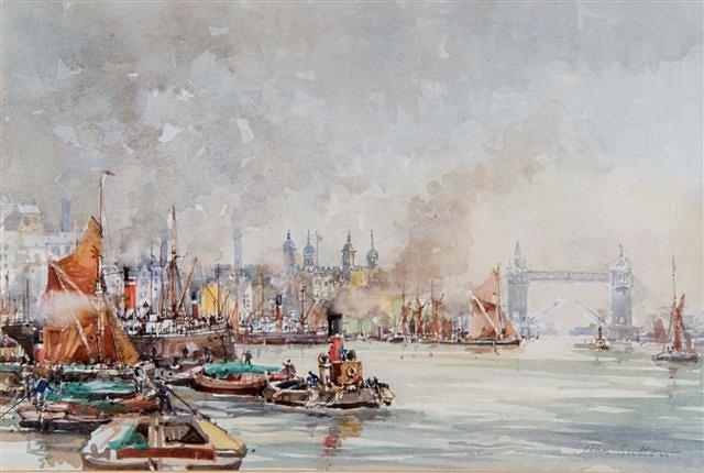 Appraisal: JOHN SUTTON TH CENTURY - View of the Thames looking