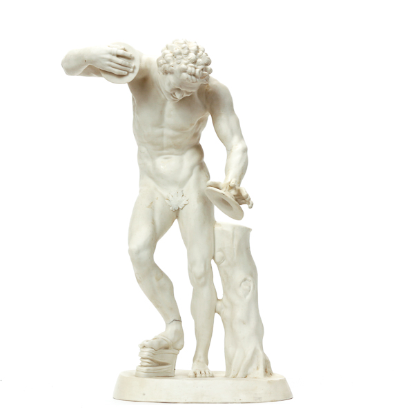 Appraisal: Grand Tour inch Parian statue of Satyr playing cymbals and