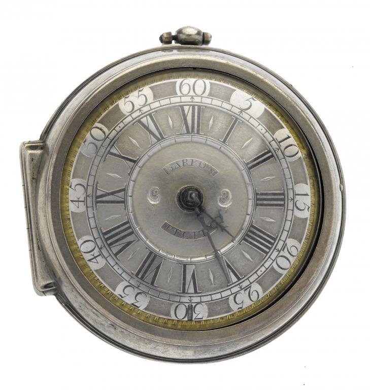 Appraisal: AN ENGLISH SILVER PAIR CASED VERGE WATCH the silver champl