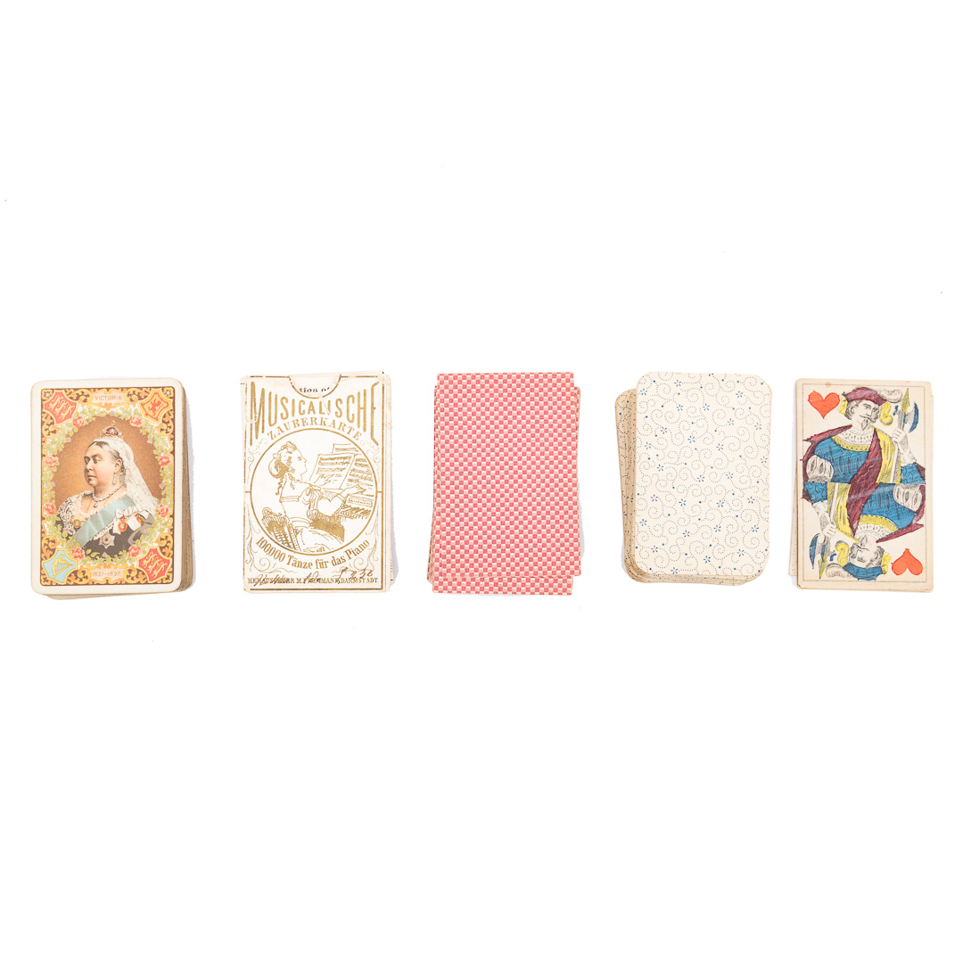 Appraisal: Collection English and Continental playing cards Including complete Queen Victoria