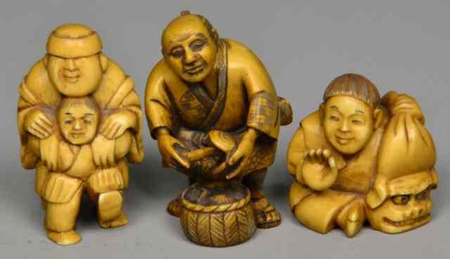 Appraisal: Japanese Carved Ivory NetsukeProbably Meji period finely carved one to