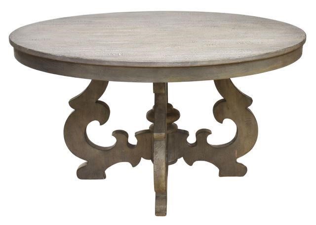 Appraisal: Grey washed dining table late th c circular tabletop conforming