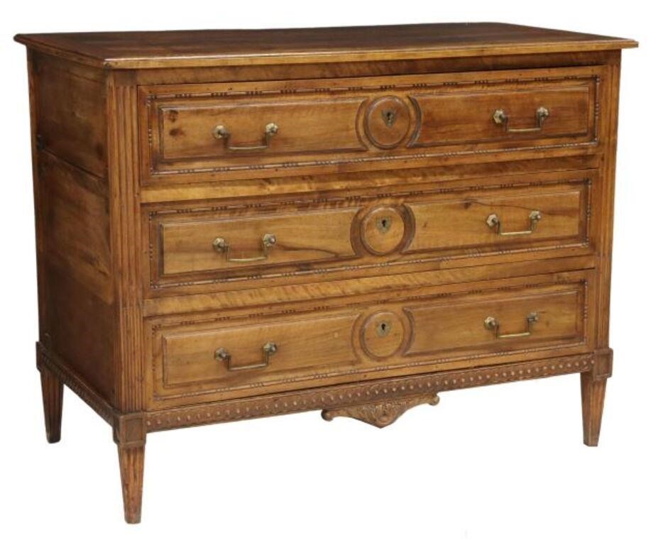 Appraisal: French Louis XVI style walnut commode late th c three