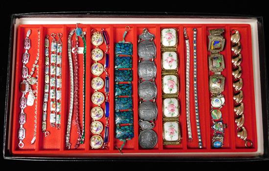 Appraisal: FINE COSTUME JEWELRY Eighteen bracelets some sterling Whiting Davis enamel