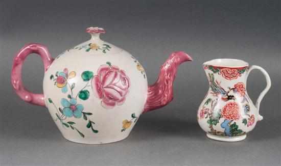 Appraisal: Staffordshire polychrome white salt glazed stoneware teapot and a Staffordshire