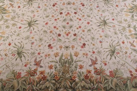 Appraisal: NEEDLEPOINT RUG Depicting exotic garden fantasy - ft in x