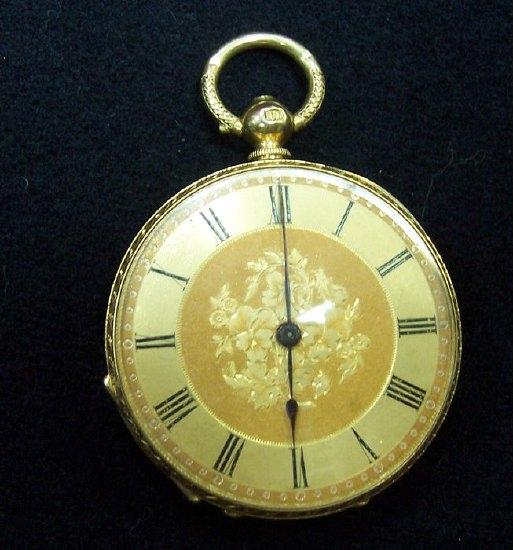 Appraisal: A lady's open faced pocket watch the engraved case monogrammed