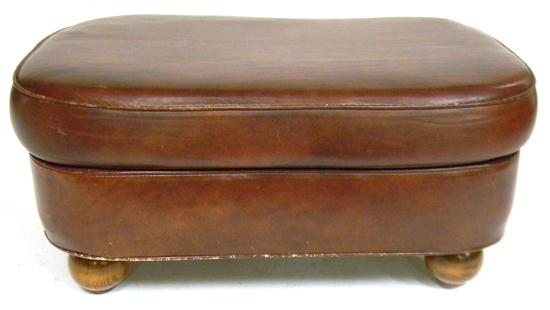 Appraisal: Leather ottoman made by Old Hickory Tannery North Carolina rounded