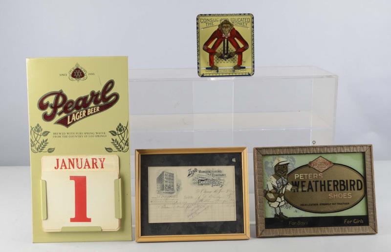 Appraisal: Lot Of Miscellaneous Advertisement Signs Includes - reverse on glass