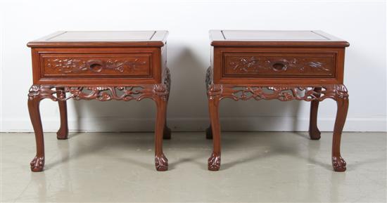 Appraisal: A Set of Two Chinese Carved Wood Side Tables Height