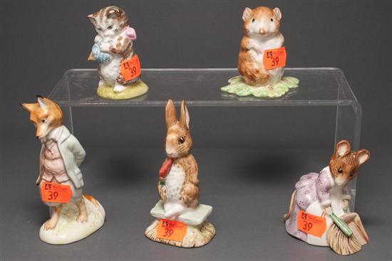 Appraisal: Five Beswick china Beatrix Potter figures comprising Hunca Munca Sweeping