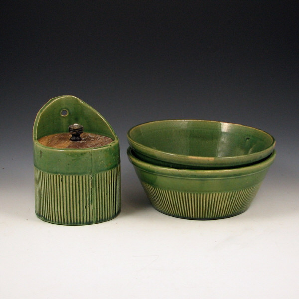 Appraisal: Hull Early Stoneware - Salt Box Bowls Lot of three